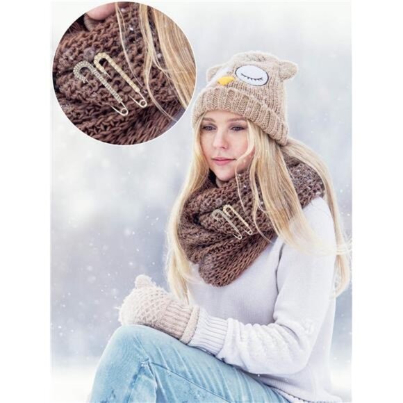 4 Women Brooch Pins Sweater Shawl Clips Faux Crystal Pearl Brooches Safety Pins - Picture 2 of 8